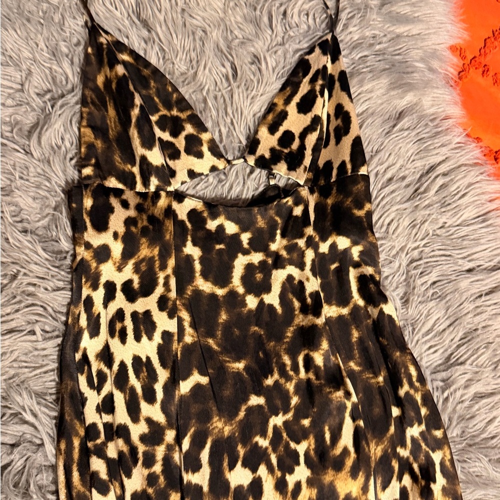 Zara Leopard Print Satin Slip Dress - Brown/Black